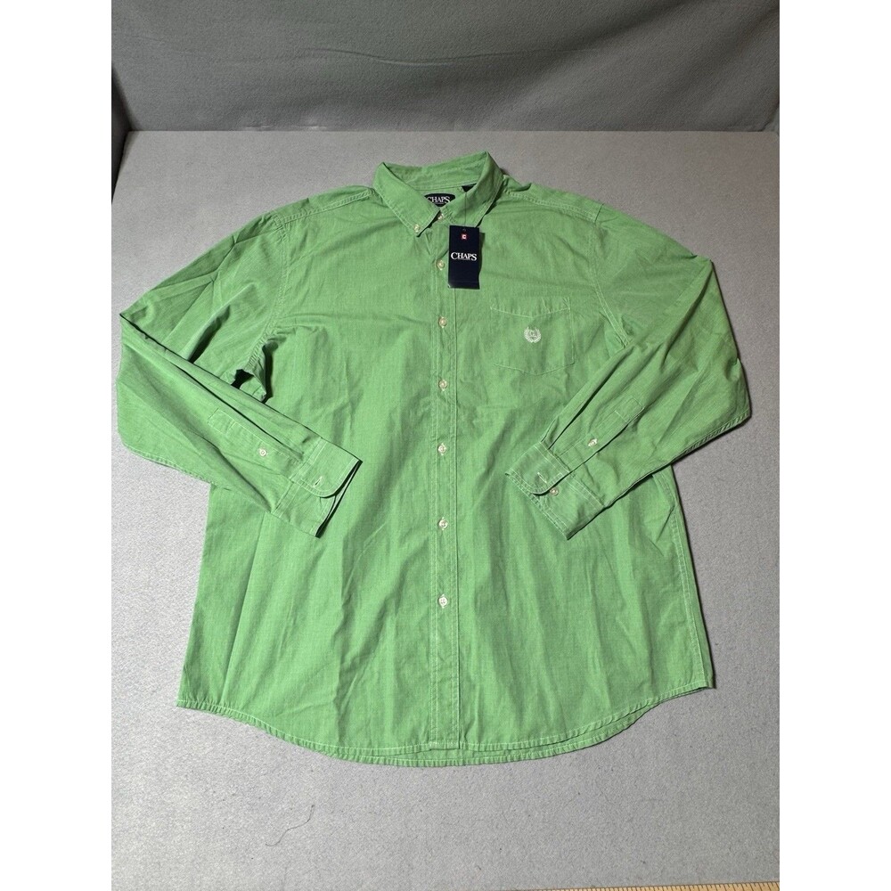 Chaps - men's long sleeve button up green shirt - size XL NWT